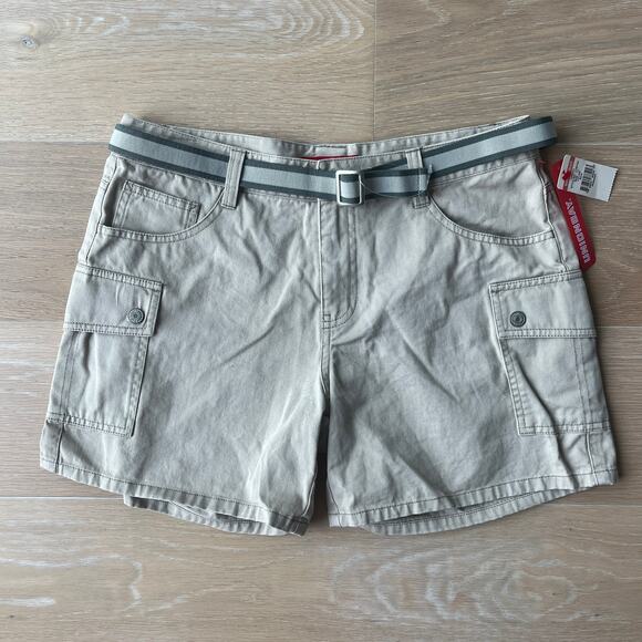 UNIONBAY Vintage Belted Khaki Cargo Shorts in Sand sz 11 Y2K NWT - Picture 1 of 5
